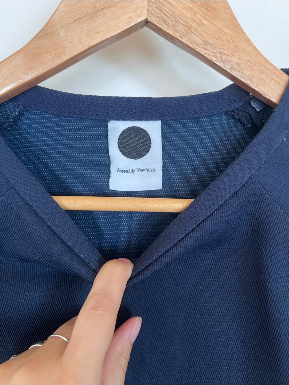 Assembly New York Navy Technical Knit Raglan Top Zip Cuffs Made in USA